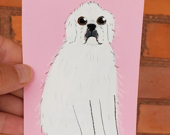 Um mini retrato personalizado do seu cachorro neste estilo, 7,6 x 10,2 cm (3x4"), em papel.