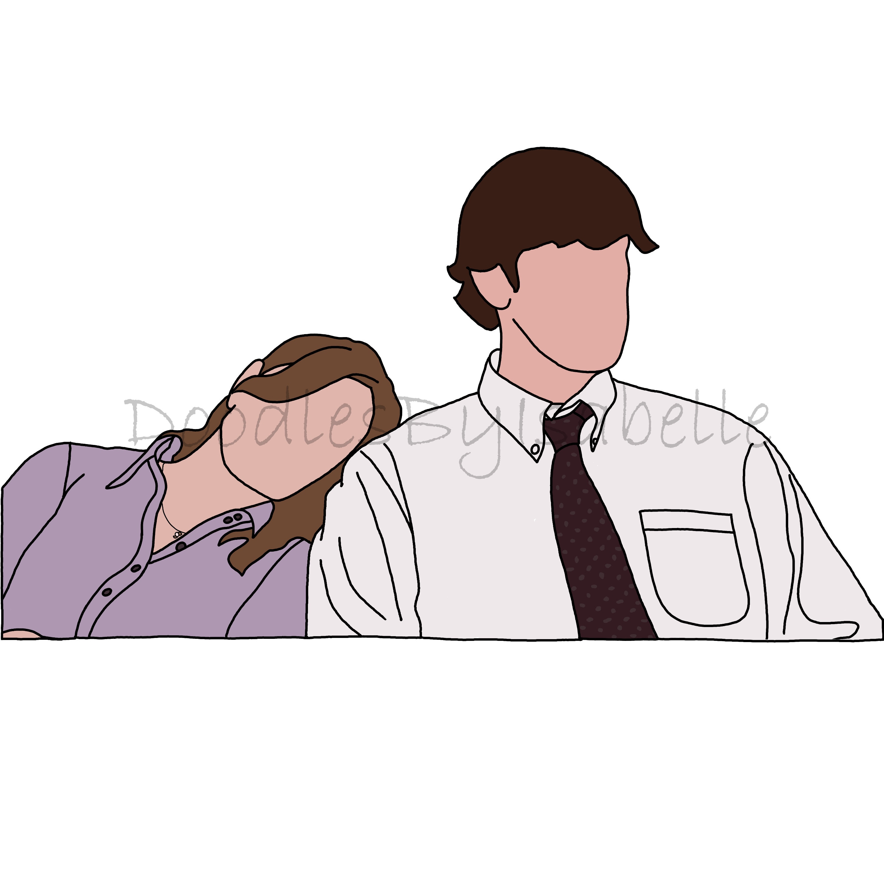 Pam Sleeping on Jim's Shoulder the Office TV Show Etsy