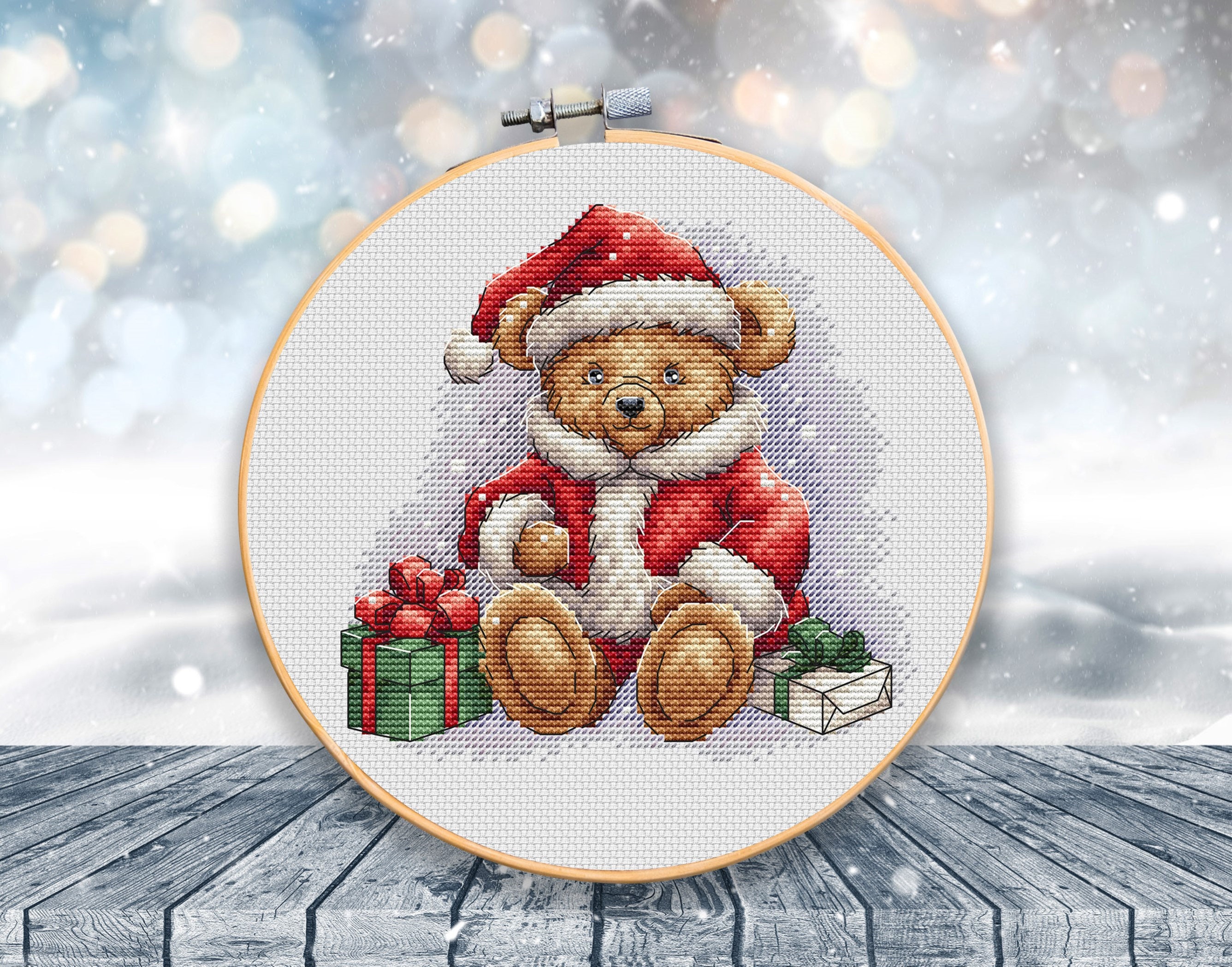 BANDAI SANTACLATCH クリスマスデザイン Christmas Bear Cross Stitch Pattern: Santa Bear Design (PDF