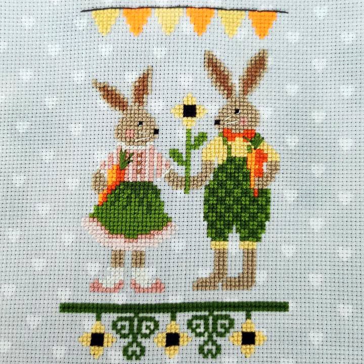 Easter Bunny Cross Stitch Pattern: Primitive Spring Sampler (PDF ...