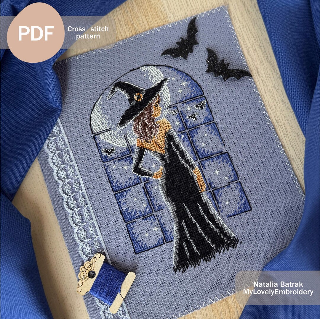Elegant Witch Cross Stitch Pattern PDF Instant Download - Halloween ...