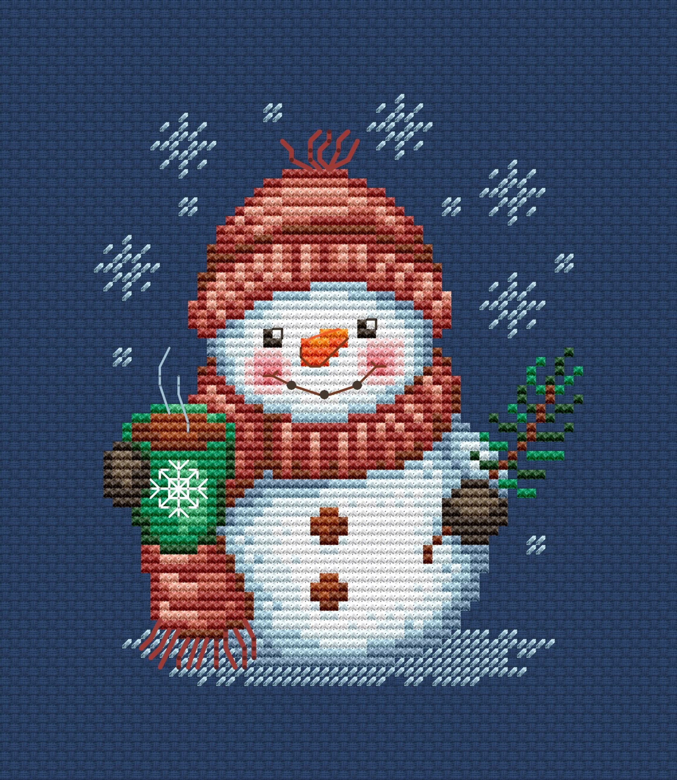 Snowman With Cocoa Cross Stitch Pattern PDF, Instant Digital Download ...