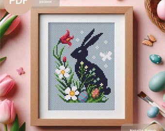 Rabbit Spring Sampler Cross Stitch Pattern, Floral PDF (digital ...