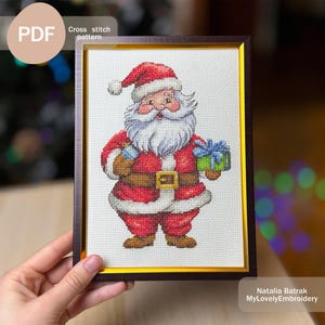 Mr Santa Claus Cross Stitch Pattern PDF, Instant Digital Download, Christmas Cross Stitch Pattern, Santa With Presents Cross Stitch Pattern