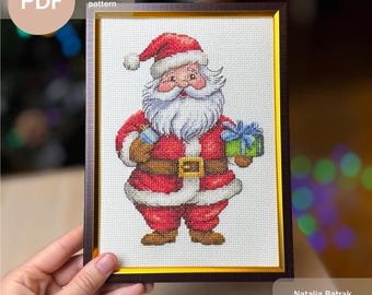 Santa Claus Cross Stitch Pattern, Christmas Embroidery (PDF Instant Download)