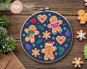 Christmas Gingerbreads Sampler Cross Stitch Pattern PDF, Instant Digital Download, Christmas Cross Stitch Pattern, Gingerbread Cross Stitch