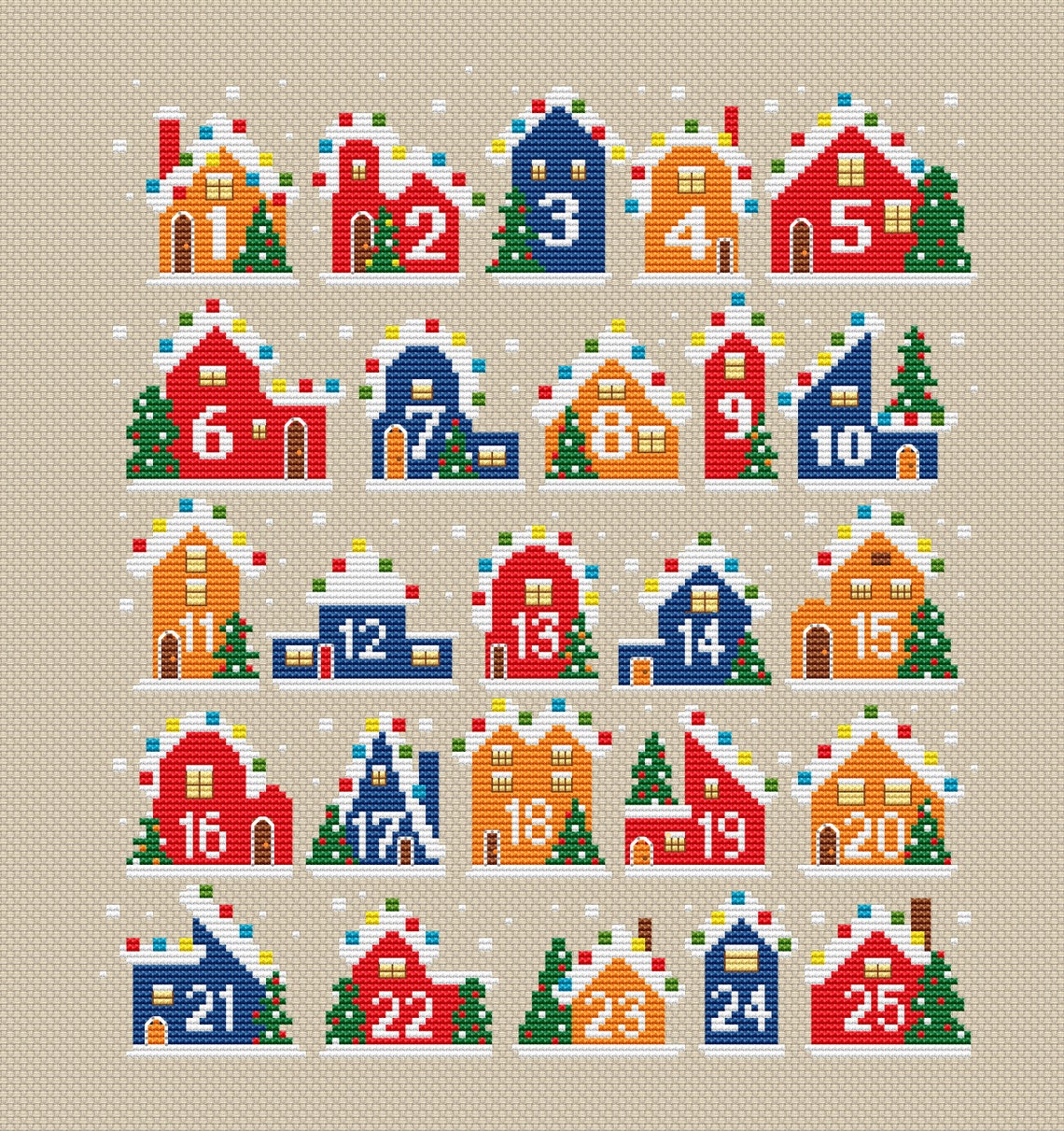 Christmas Advent Calendar Cross Stitch Pattern PDF Instant Etsy