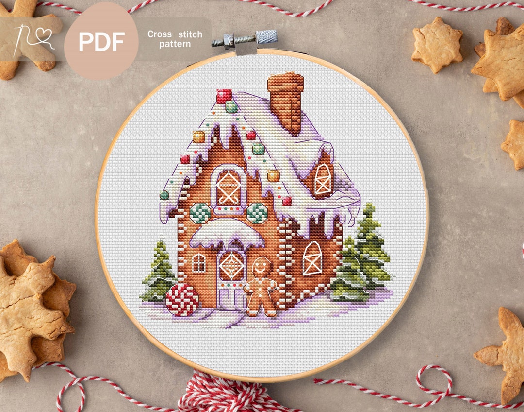Gingerbread House Cross Stitch Pattern PDF Instant Digital Download gingerbread-house-cross-stitch-pattern-pdf-instant-digital-download