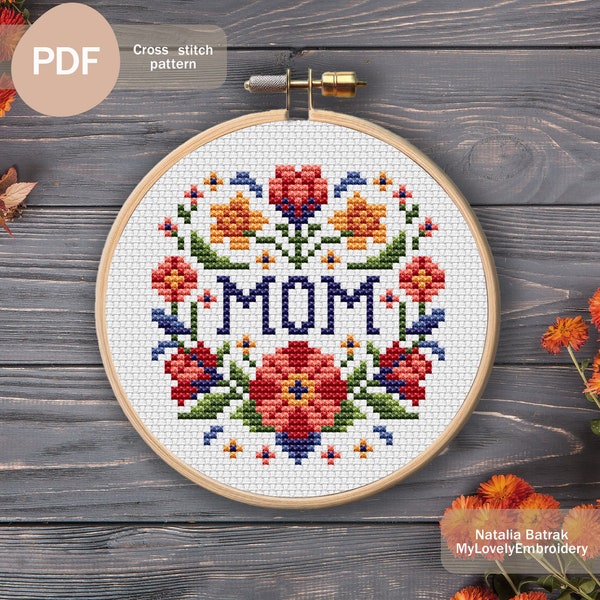 For mom Cross stitch pattern PDF Instant download, Mothers day Cross stitch pattern, Cross stitch Gift for mother, Mom cross stitch pattern