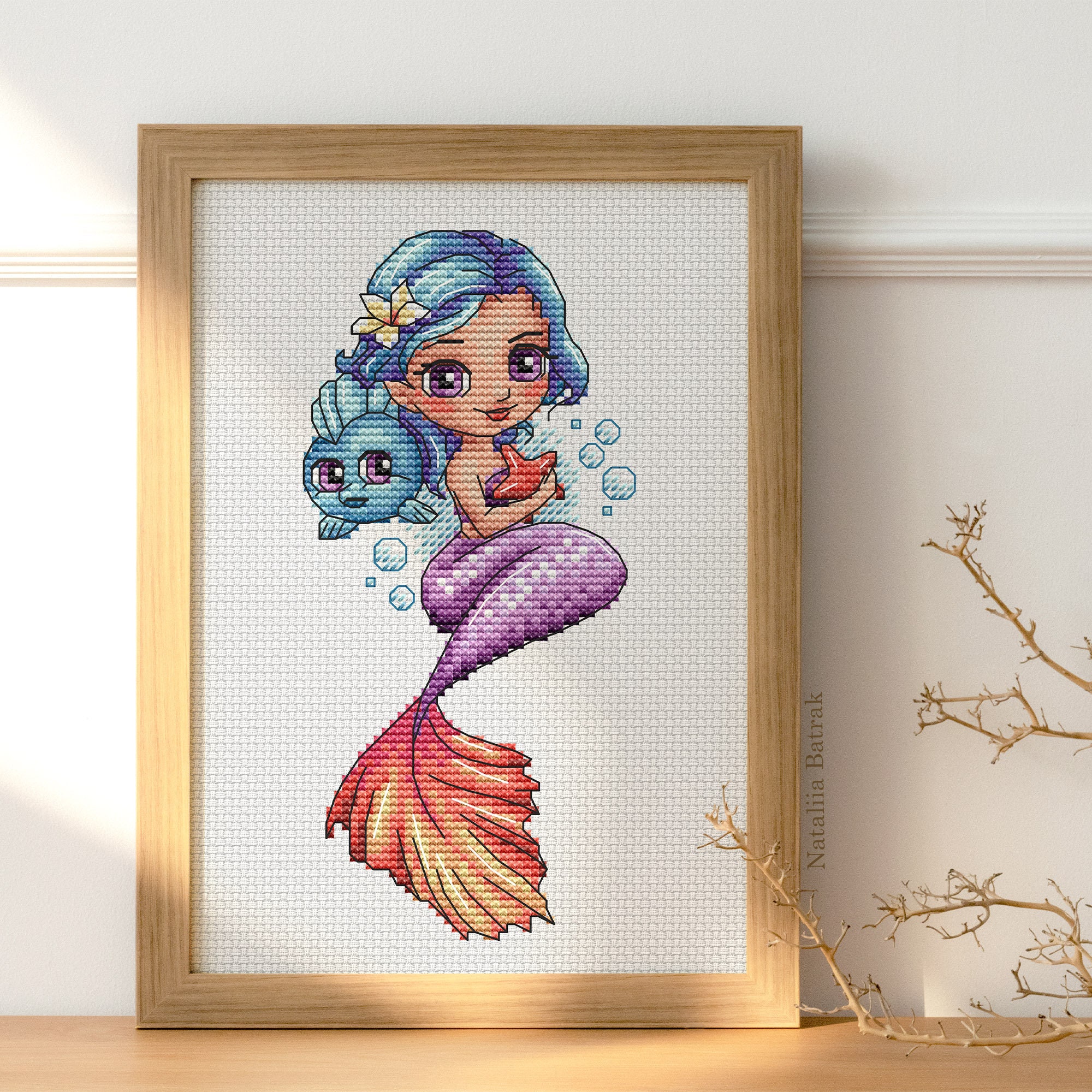 Mermaid and Finsh Cross Stitch Pattern (PDF Instant Download) - Etsy