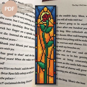 Stained glass bookmark Cross Stitch Pattern PDF, Instant Digital Download, Bookmark template Embroidery design
