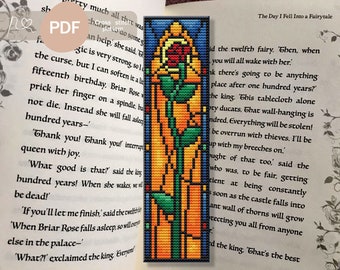 Stained glass bookmark Cross Stitch Pattern PDF, Instant Digital Download, Bookmark template Embroidery design