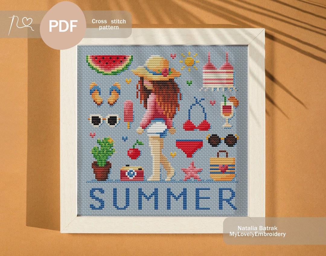 Summer Sampler Cross Stitch Pattern PDF Instant Download, Summer Cross ...