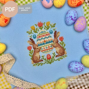 Easter primitive sampler Cross stitch pattern PDF Instant download, Easter bunny cross stitch pattern, Easter cross stitch pattern