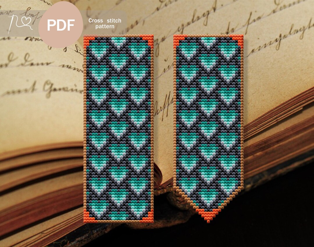 Dragon Scale Bookmark Cross Stitch Pattern PDF, Instant Digital