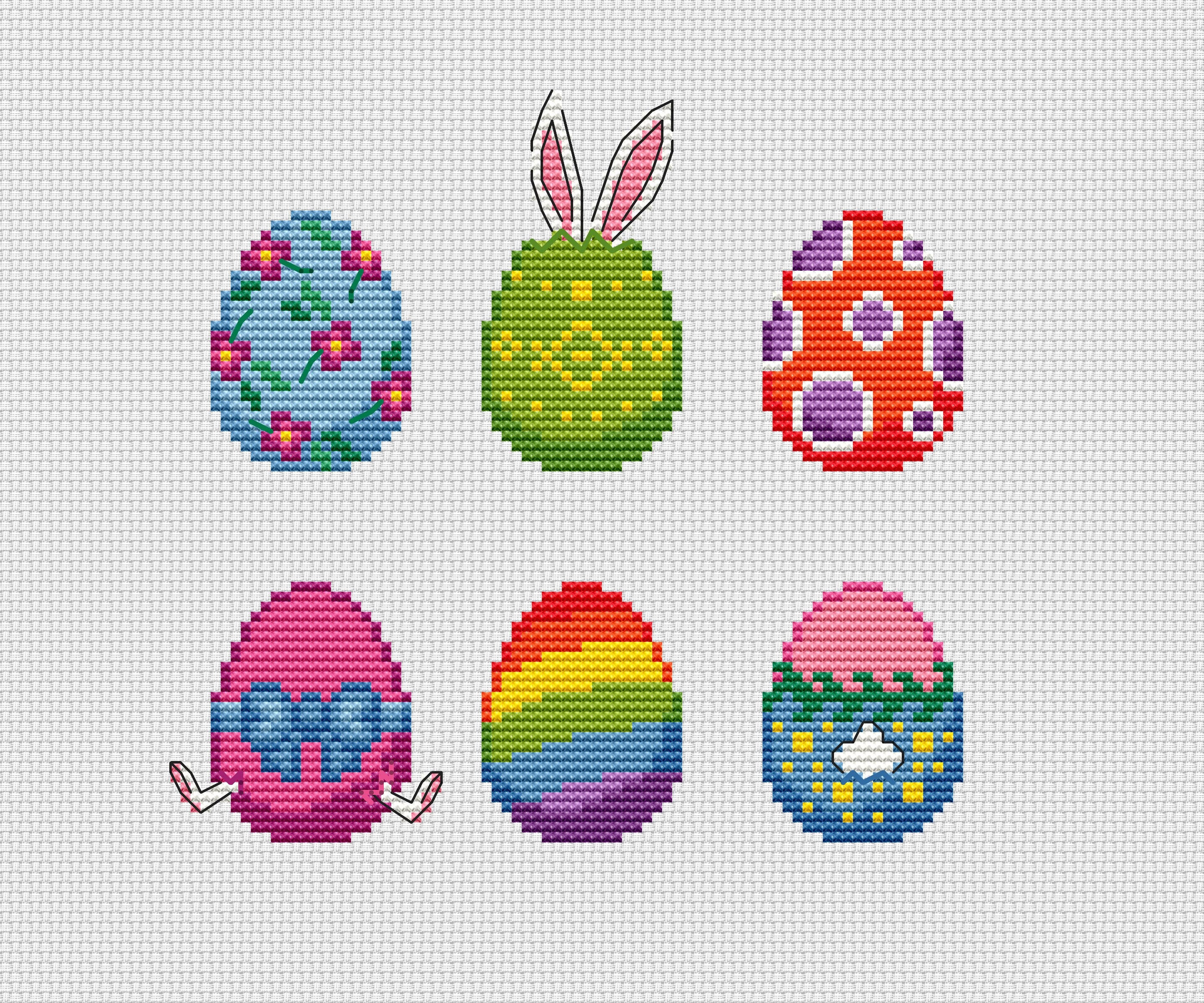 Funny Easter Eggs Cross Stitch Pattern, Bunny Design (PDF Pattern) - Etsy