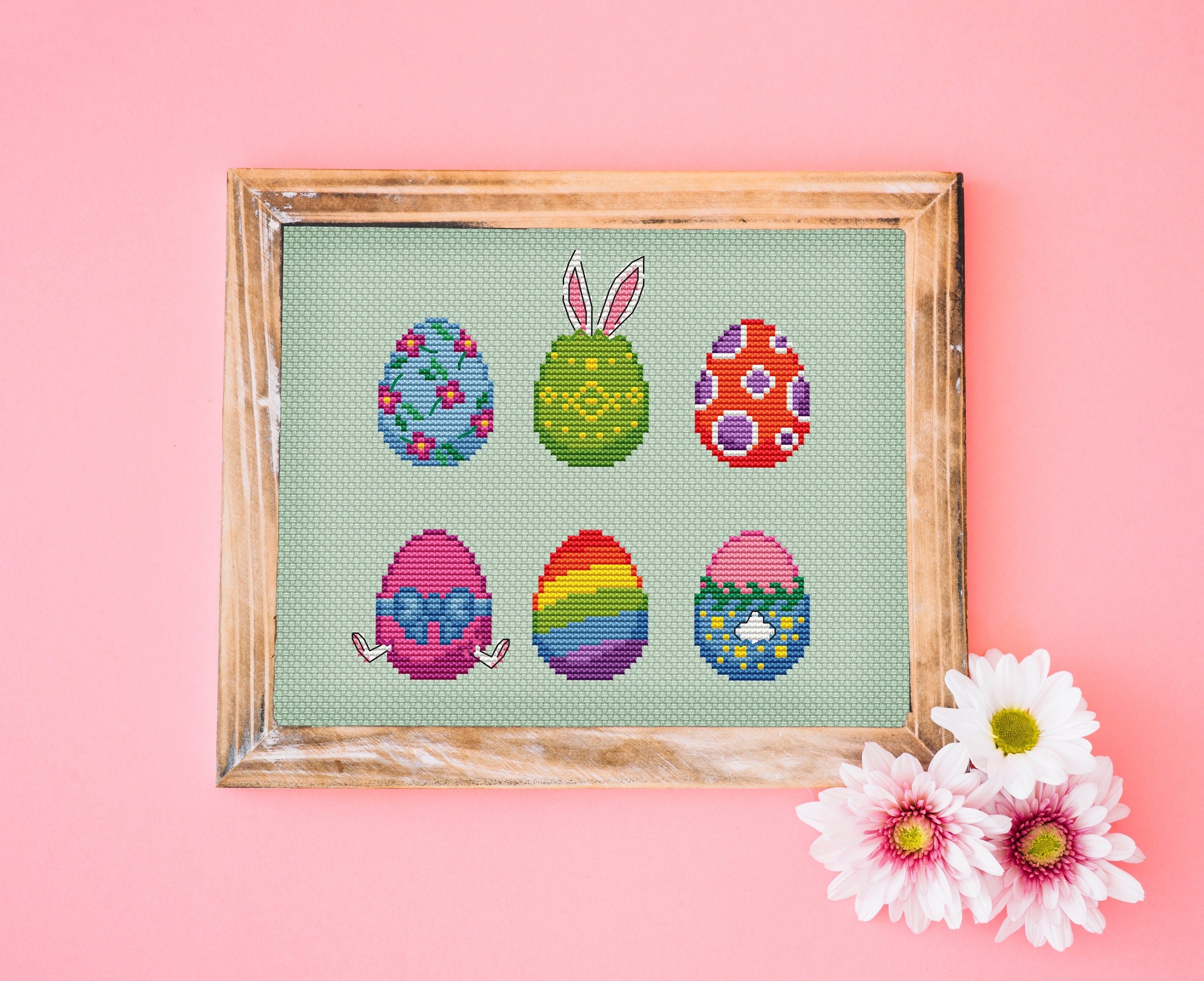 Funny Easter Eggs Cross Stitch Pattern, Bunny Design (PDF Pattern) - Etsy