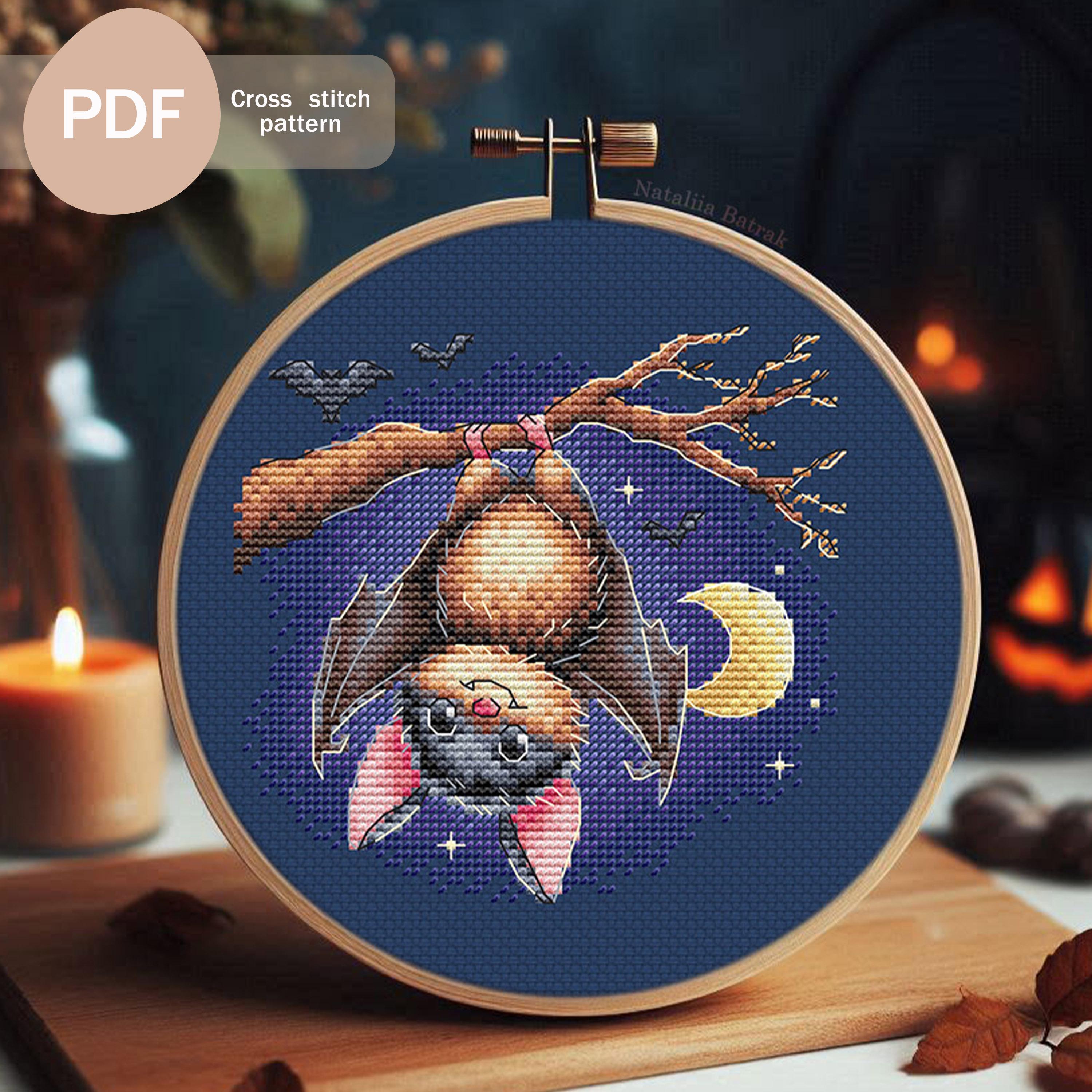Funny bat Cross stitch pattern PDF Instant download, Halloween cross stitch pattern