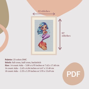 Mermaid and Finsh Cross Stitch Pattern (PDF Instant Download) - Etsy
