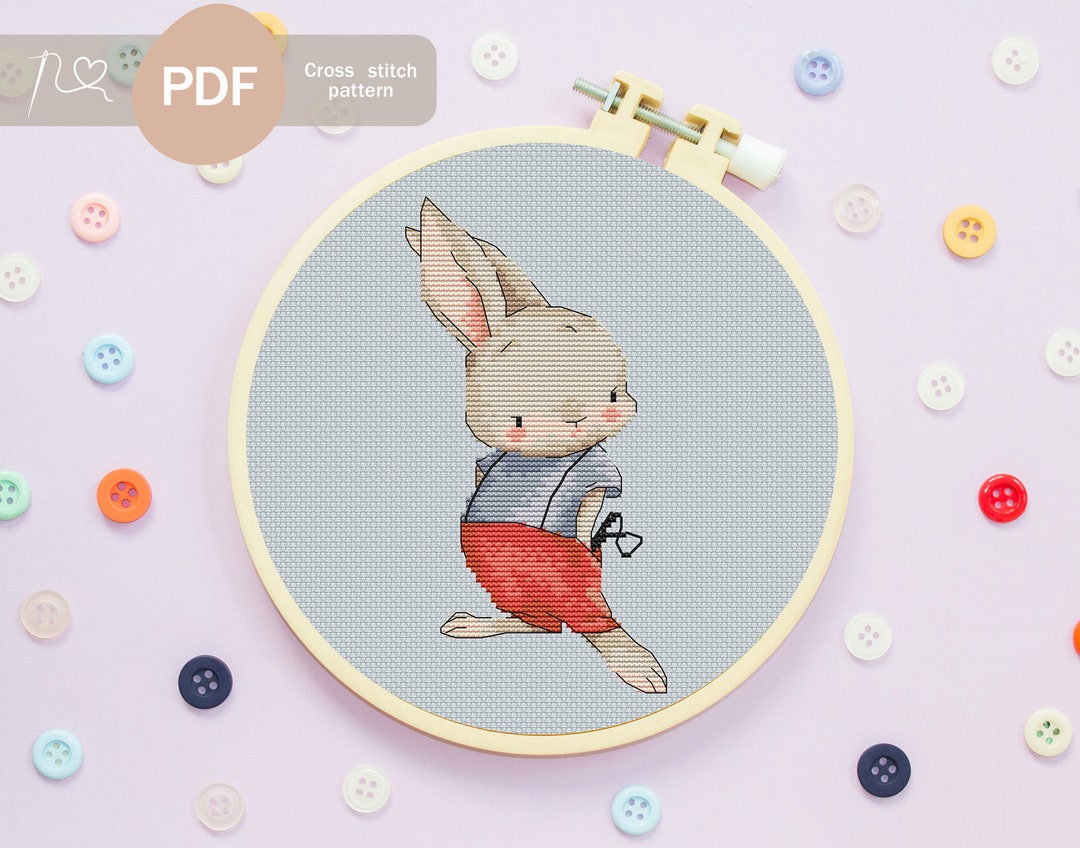 Cute Bully Rabbit Cross Stitch Pattern PDF, Instant Digital Download ...