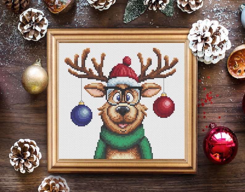 Funny Christmas Reindeer Cross Stitch Pattern (PDF Download) - Etsy