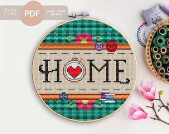Home Cross Stitch Pattern PDF, Instant Digital Download, Home Embroidery Pattern, Home Decor, DIT Home Decor