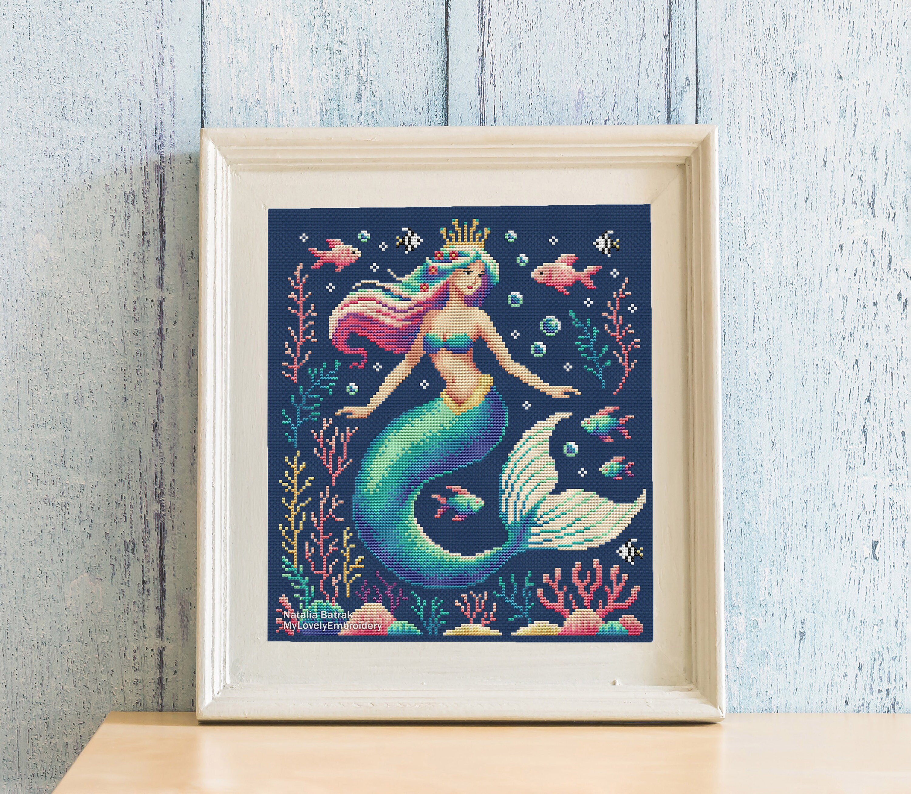 Mermaid Cross Stitch Pattern: Colorful Sampler (PDF Download) - Etsy