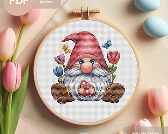 STONE  刺繍ロゴパッチ 3枚セット イースターノームのクロスステッチパターン：春の刺繍デザイン（PDF