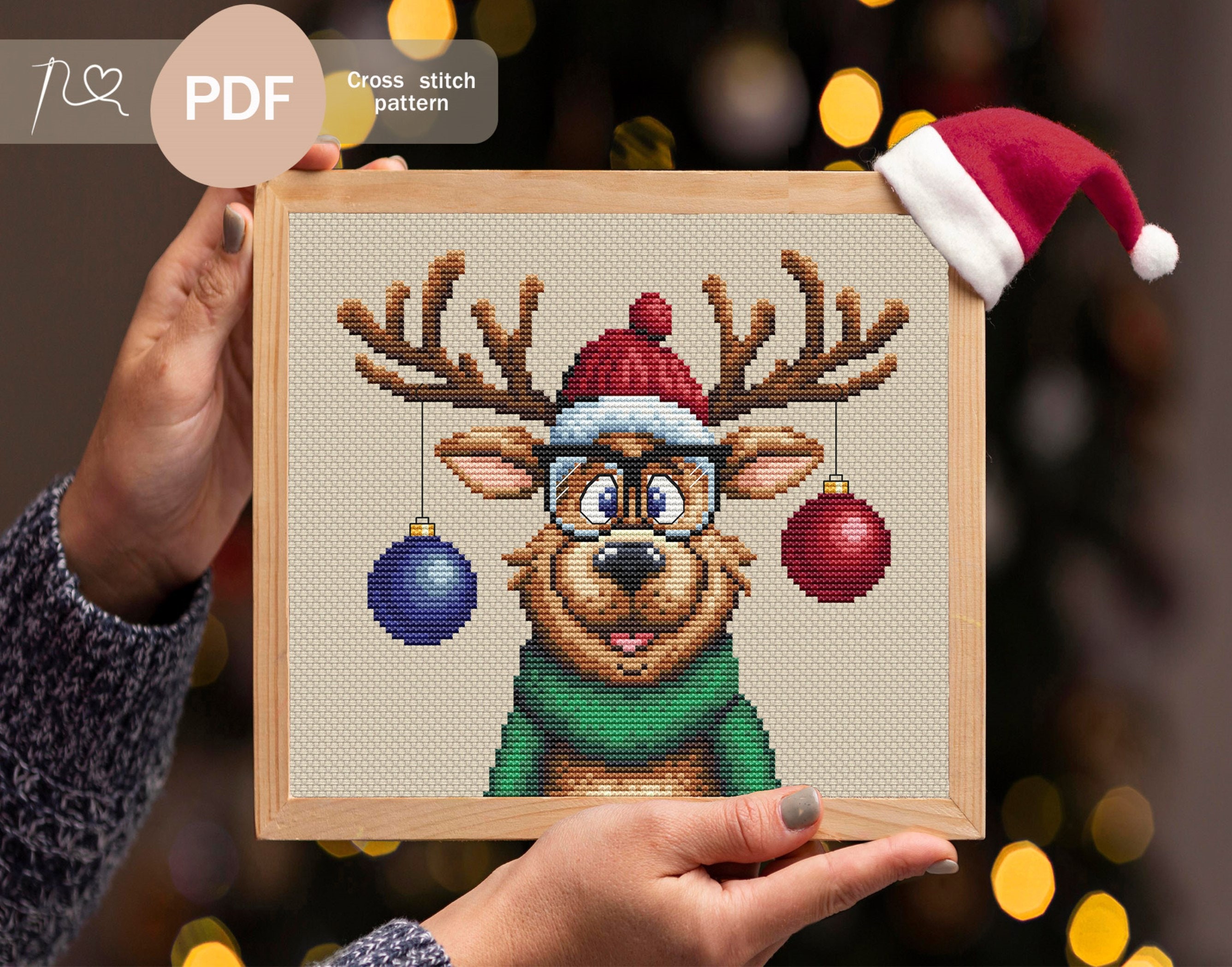 Funny Christmas Reindeer Cross Stitch Pattern (PDF Download) - Etsy