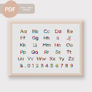 Big Сolorful Alphabet Letters Cross Stitch Pattern, Instant Download PDF, Alphabet embroidery design, Font embroidery pattern, Large letters