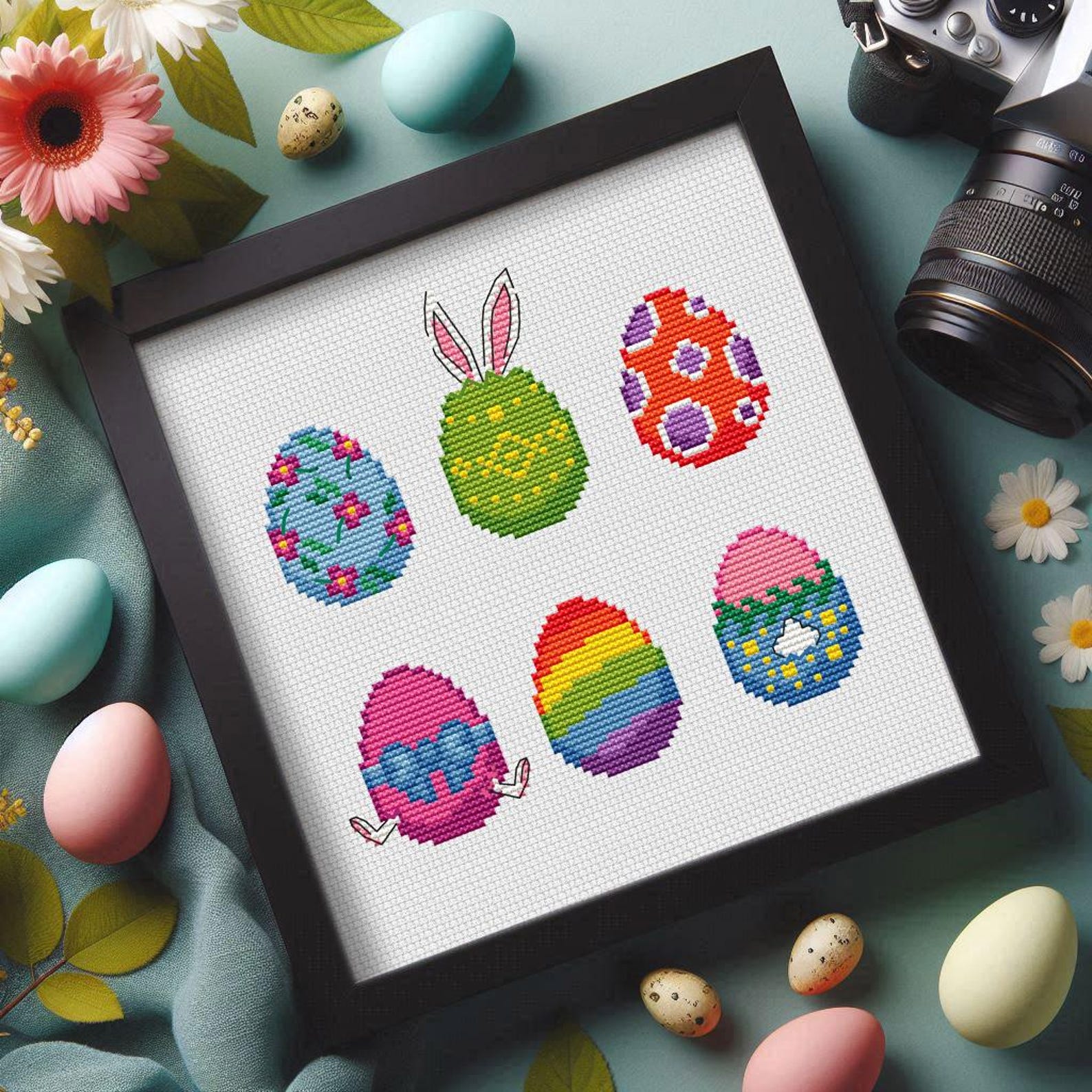Funny Easter Eggs Cross Stitch Pattern, Bunny Design (PDF Pattern) - Etsy