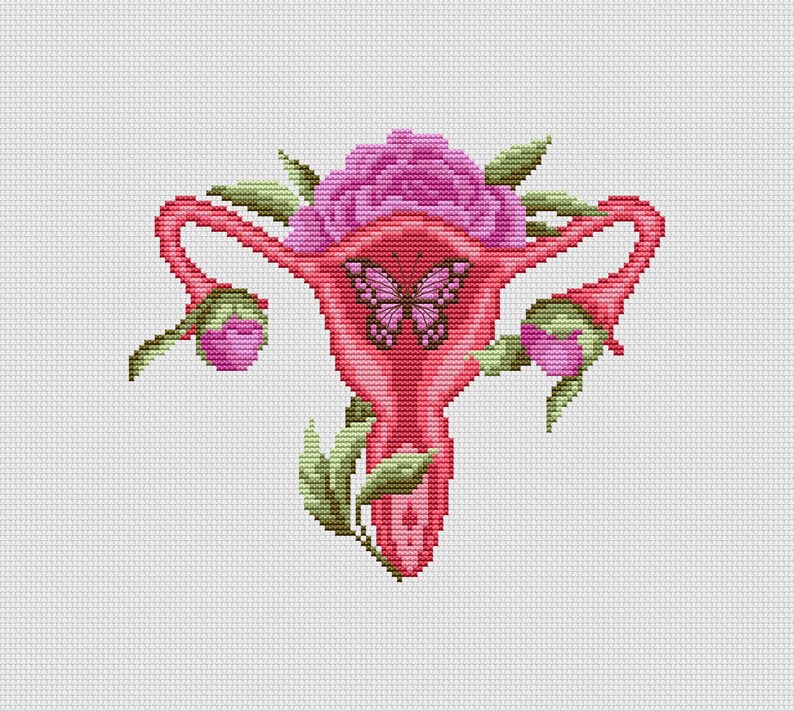 Floral Uterus Cross Stitch Pattern PDF Instant Digital Etsy