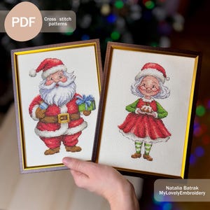 Mr and Mrs Claus Set of Cross Stitch Patterns, PDF Instant Digital Download, Christmas Cross Stitch Patterns