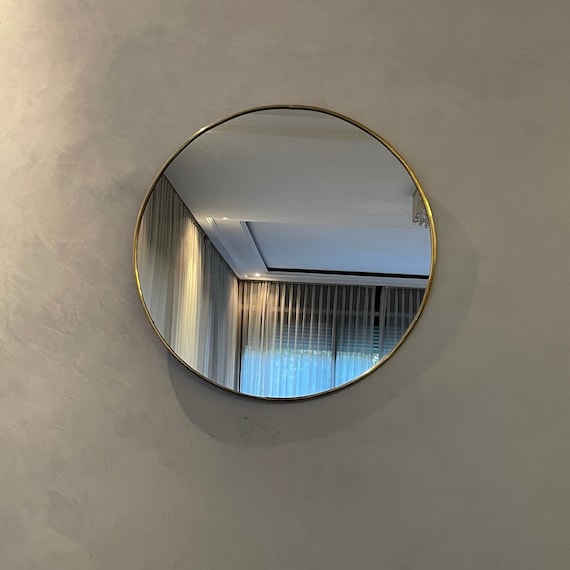 Circular Brass Wall Mirror Etsy
