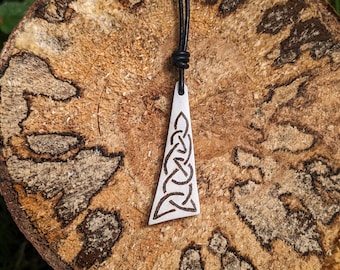 Antler pendant with celtic knotwork design