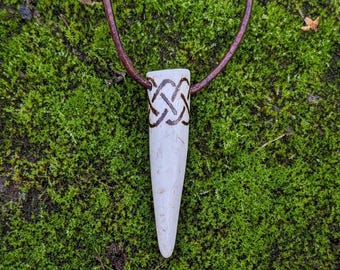 Antler tip pendant/ necklace with celtic knotwork decoration