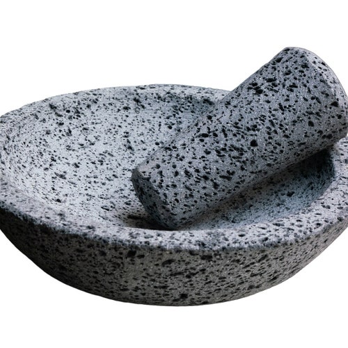 Volcanic Stone Mortar and Pestle Caxitl Made of Lava Rock Etsy
