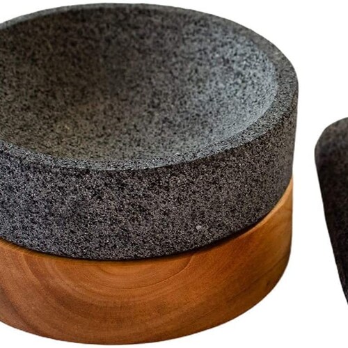 Volcanic Stone Mortar and Pestle Caxitl Made of Lava Rock Etsy