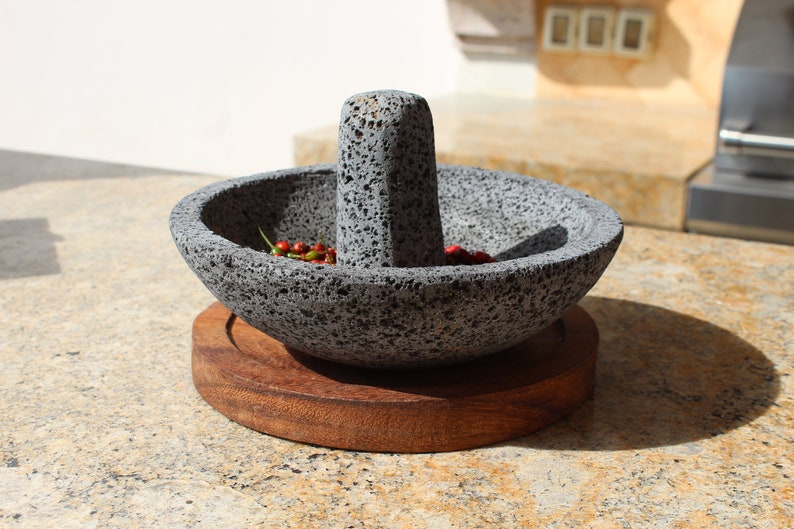 Volcanic Stone Mortar and Pestle Caxitl Made of Lava Rock Etsy