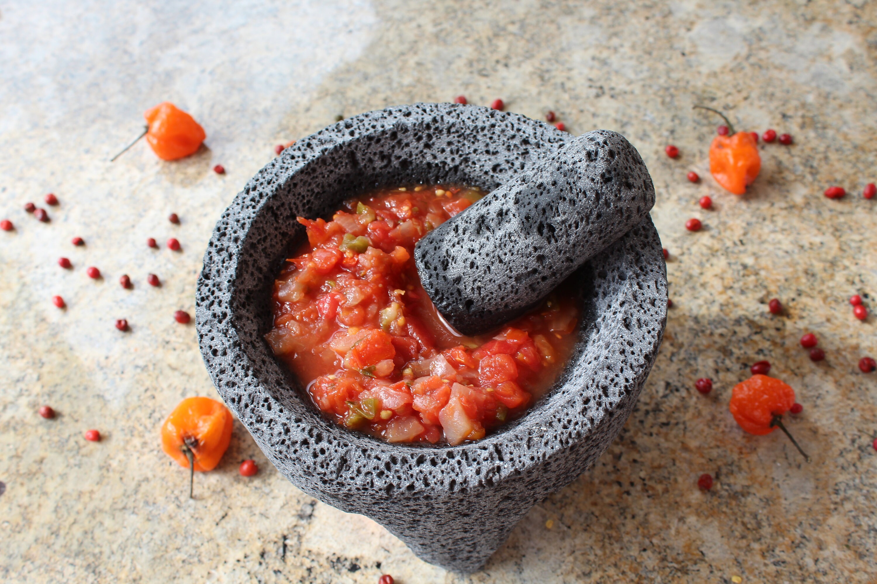 7 Molcajete Mexicano, Handmade Stone Mortar and Pestle Set, Salsa