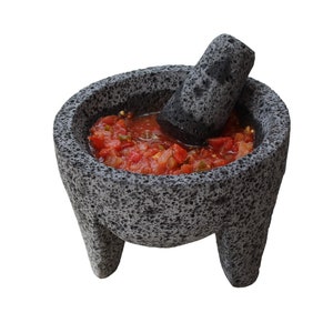 Volcanic Stone Mortar and Pestle "Molli-caxitl" Classic Design Salsa Maker, Avocado Crusher Mexican Molcajete, Mexican Handcraft