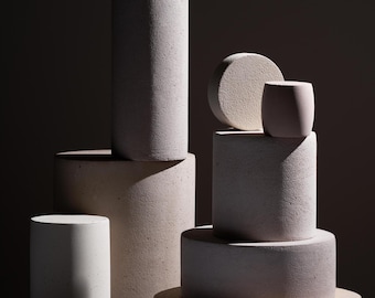 Cilinder Piedestal Standaard van Beton en Gips voor Cosmetica, Boetiek en Productfotografie