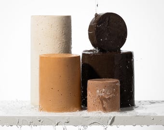 Product Photography Props Cylinders, Textured Concrete Display Set | Custom Color Palette | Minimalist Risers Scandinavian