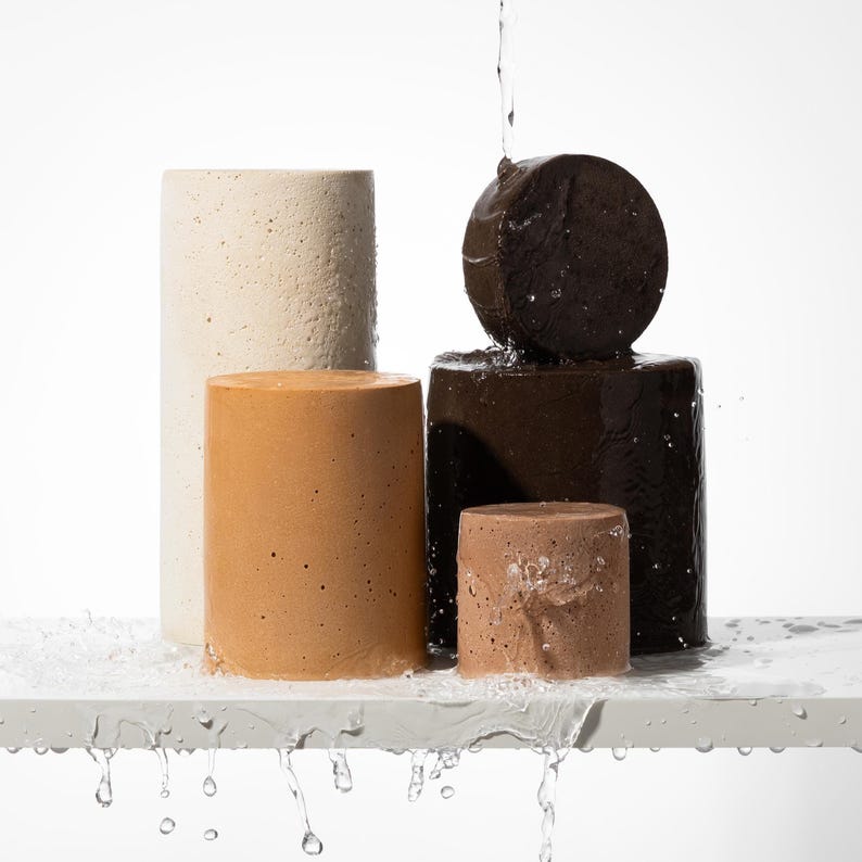 Product Photography Props Cylinders, Textured Concrete Display Set | Custom Color Palette | Minimalist Risers Scandinavian image 1