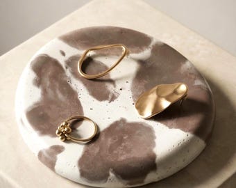 Cow Print Concrete Tray, Jewelry Display Catchall Dish, Ring Tray