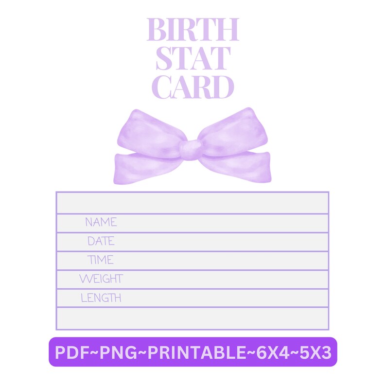 Printable Birth Stat Card, Hospital Crib Card for Baby, Baby Birth ...