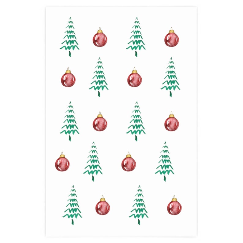 Christmas Wrapping Paper Watercolor Holiday Gift Wrap Christmas Tree