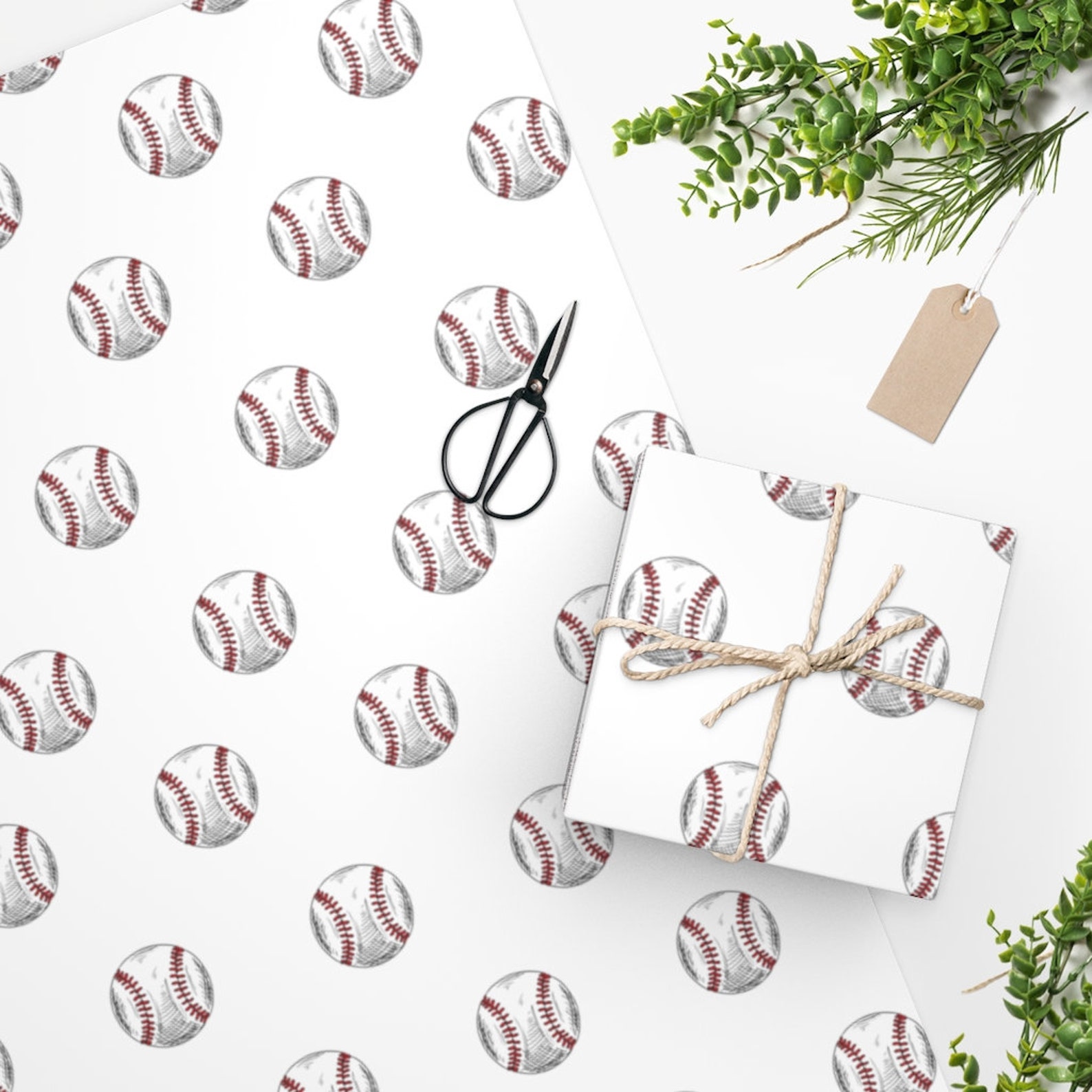 Baseball Wrapping Paper Boy's Gift Wrap Birthday or Sports Wrapping