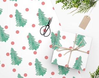 Polka Dot Christmas Wrapping Paper - Watercolor Gift Wrap - Holiday Wrapping Paper