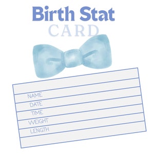 Printable Birth Stat Card, Hospital Crib Card for Baby, Baby Birth Announcement Card, Digital Birth Announcement, Personalized. Welcome Baby
